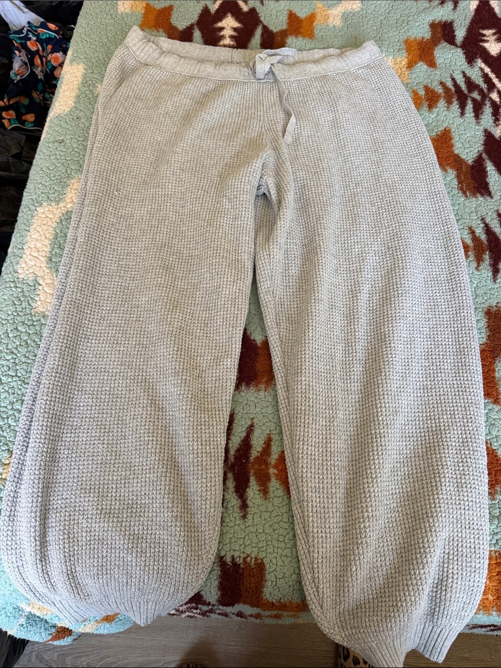 aerie Light Gray Waffle Knit Joggers
